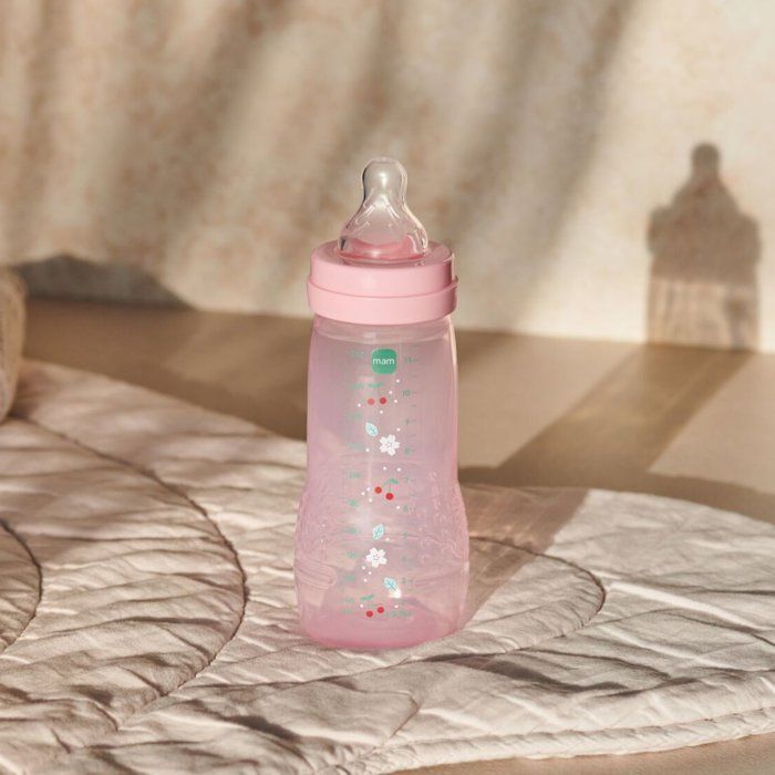 MAM BABY Baby Bottle - Easy Active - 330 ml - X Flow Teat - 6+ months - Berry