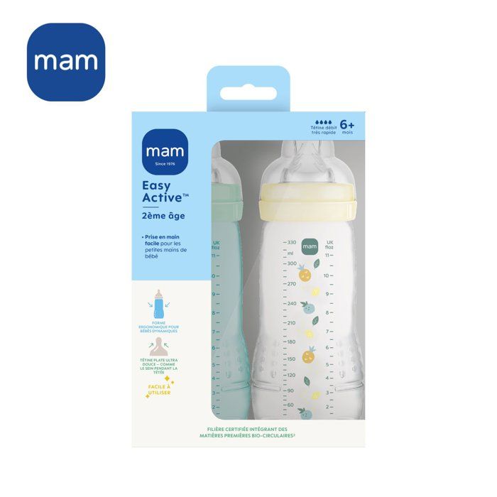 MAM Easy Active 2nd Stage Bottle Set – Ice + Pearl – for Active Babies 6 Months+