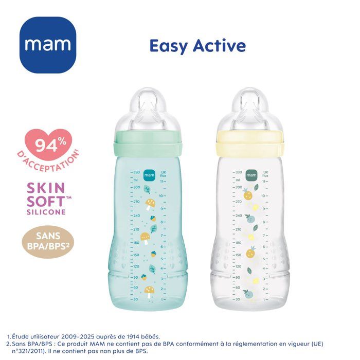 MAM Easy Active 2nd Stage Bottle Set – Ice + Pearl – for Active Babies 6 Months+