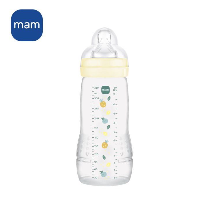 MAM BABY Baby Bottle - Easy Active - 330 ml - X Flow Teat - 6+ months - Pearl