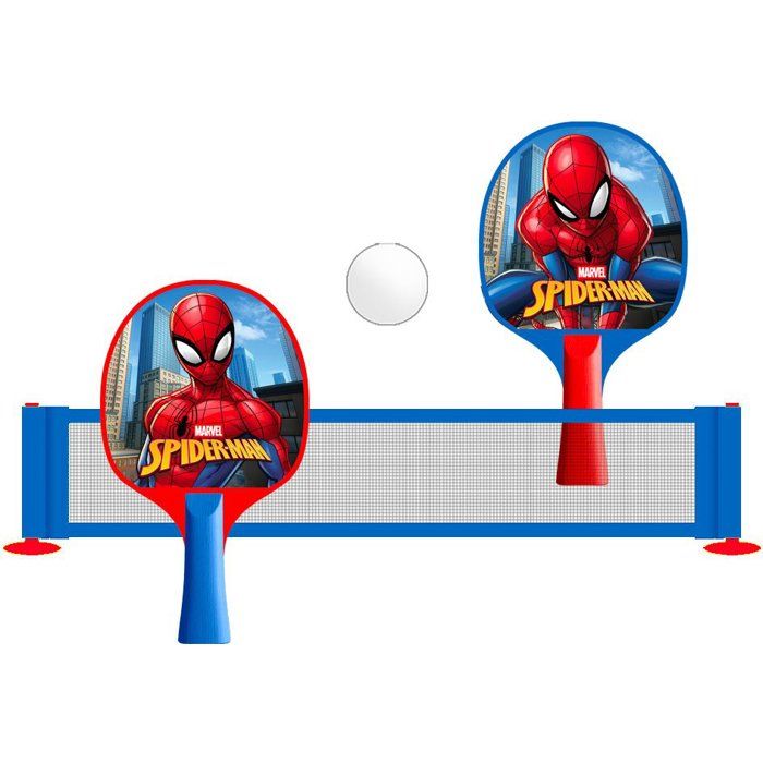 MARVEL 2-in-1 Ping-Pong Learning Set - Spider-Man - 2 Paddles + 5 Balls + Suction Cup Net