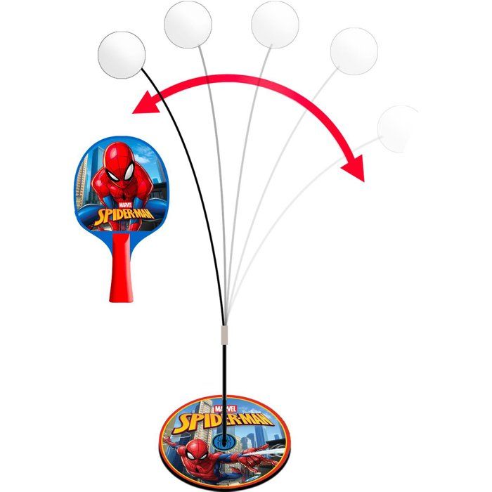 MARVEL 2-in-1 Ping-Pong Learning Set - Spider-Man - 2 Paddles + 5 Balls + Suction Cup Net