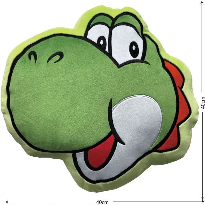 3D Cushion - MARIO BROS - Yoshi Face - Microfiber - 40 cm