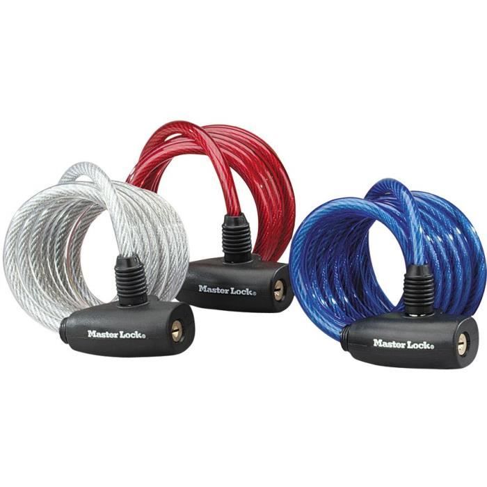 Masterlock Cable Lock 1.8 m x 8 mm - 8127EURDPRO - Twisted Steel - Blue