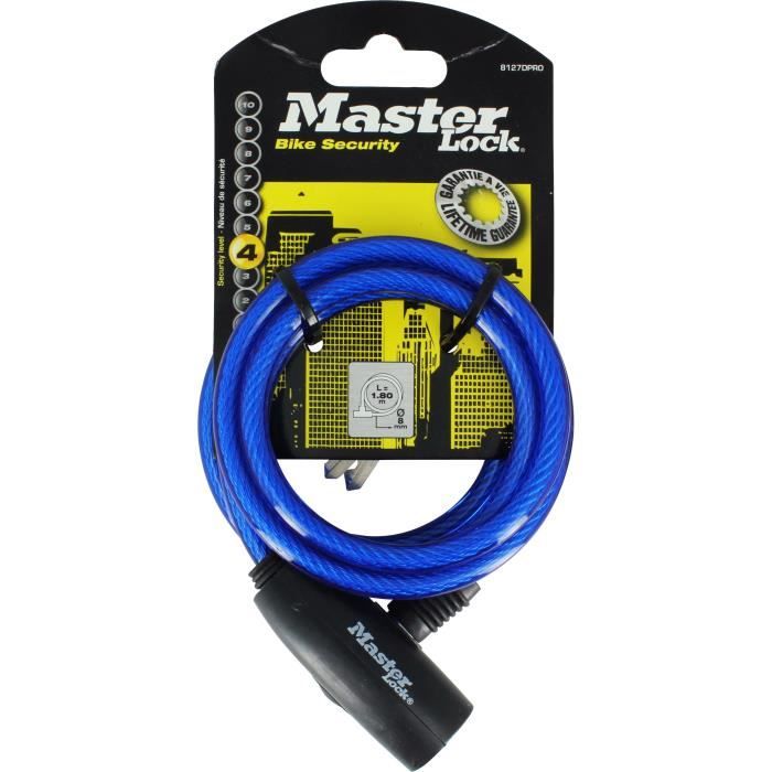 Masterlock Cable Lock 1.8 m x 8 mm - 8127EURDPRO - Twisted Steel - Blue