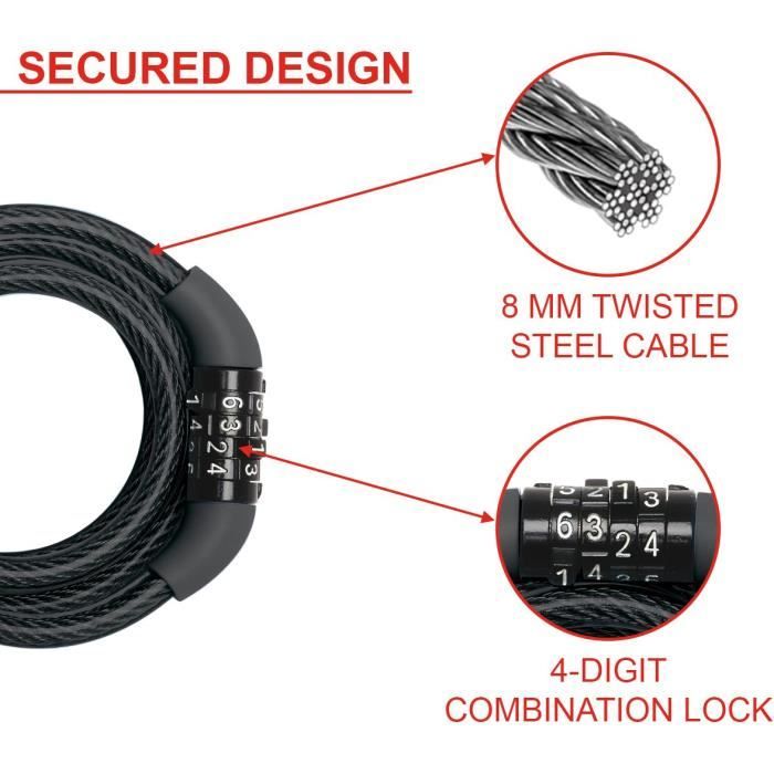 Master Lock Bicycle Anti-Theft Cable 1.2 m - 8143EURDPRO
