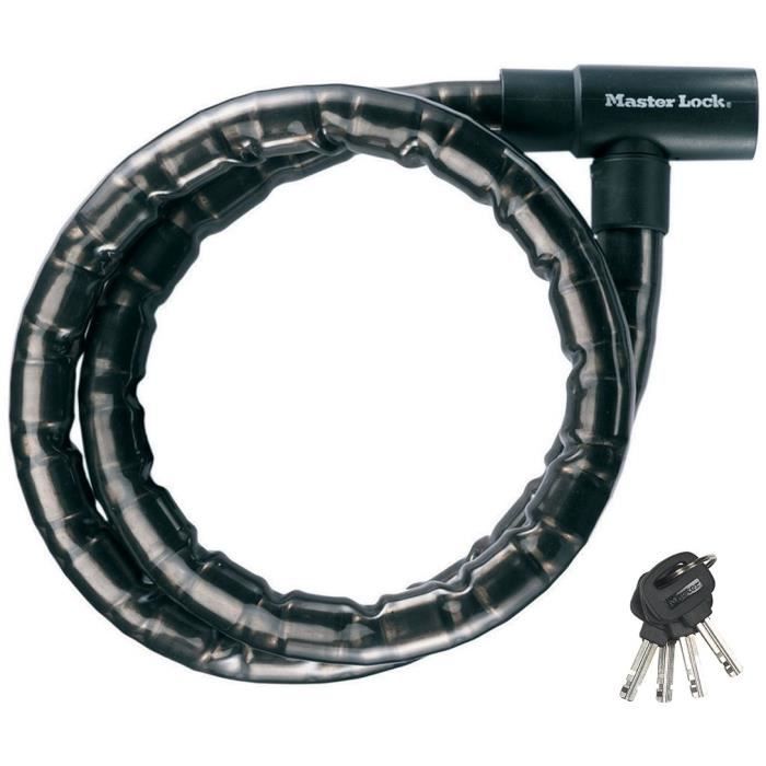 MASTER LOCK Steel Keyed Cable Lock - Black, 1.2 m - 8115EURDPS