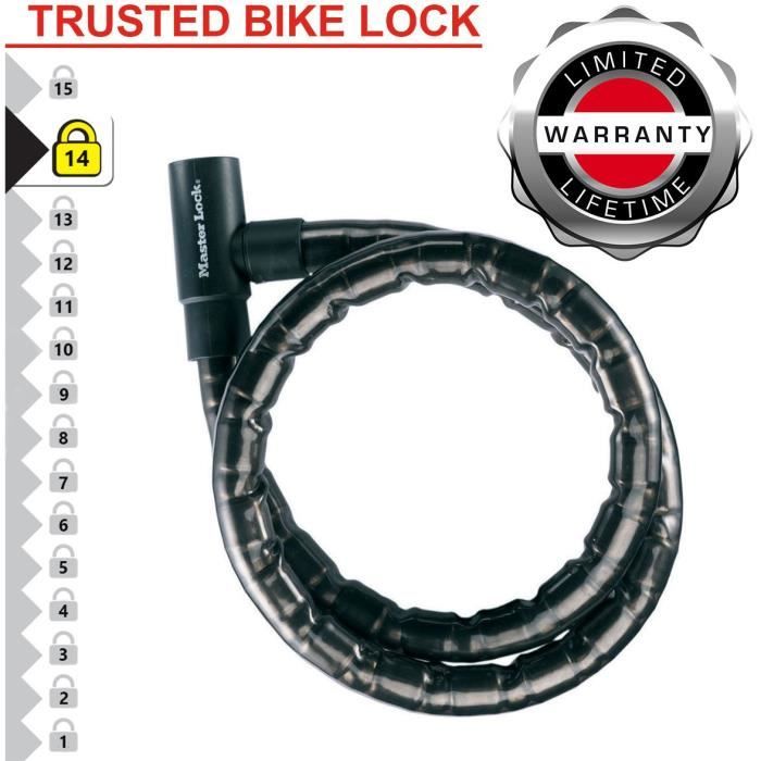 MASTER LOCK Steel Keyed Cable Lock - Black, 1.2 m - 8115EURDPS