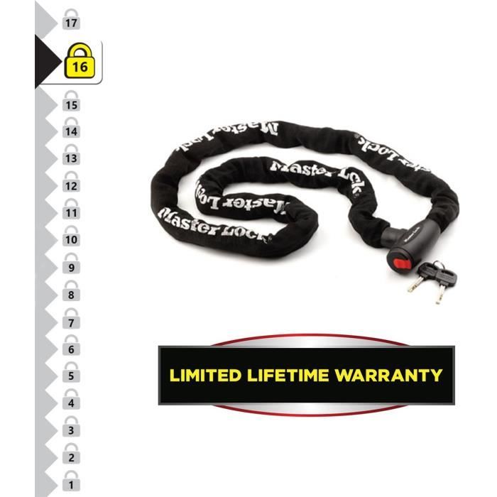 MASTER LOCK Motorcycle Anti-Theft Chain - 10 mm Hardened Steel, 2 m - 8292EURDPS