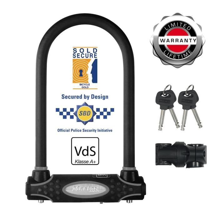 Master Lock U-lock with Steel Shackle, 11 cm, Sold Secure Gold, 8195EURDPRO