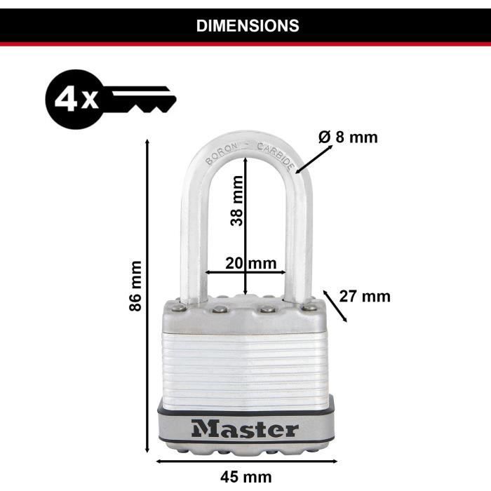MASTER LOCK High Security Padlock - M1EURDLFCC - Keyed - Rolled Steel - Outdoor