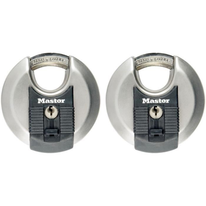 MASTER LOCK Disc Padlocks Set of 2 - Stainless Steel - 70 mm M40EURT