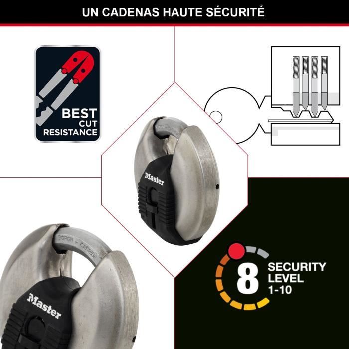 MASTER LOCK Disc Padlocks Set of 2 - Stainless Steel - 70 mm M40EURT