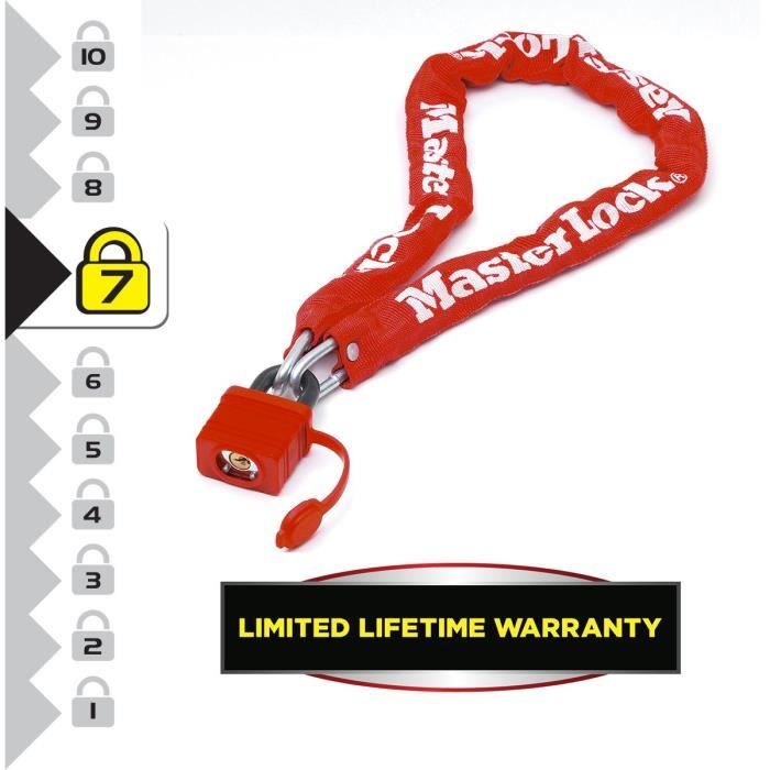 MASTER LOCK Bicycle Chain Lock, 90 cm, 6 mm Diameter, Keyed Lock