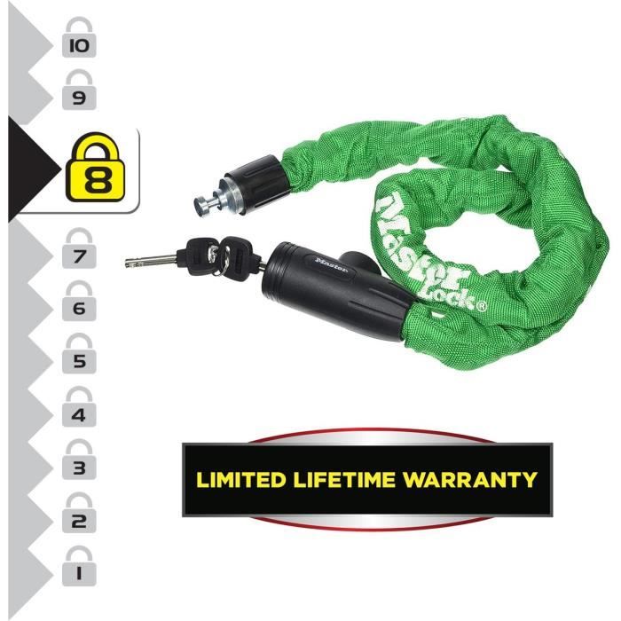 MASTER LOCK Bicycle Chain Lock, 90 cm, 8 mm Diameter, Keyed Lock