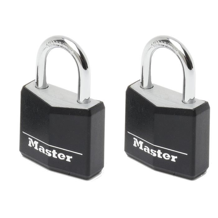 MASTER LOCK Aluminum Padlock - 30 mm - Pack of 2 - Black Vinyl Cover