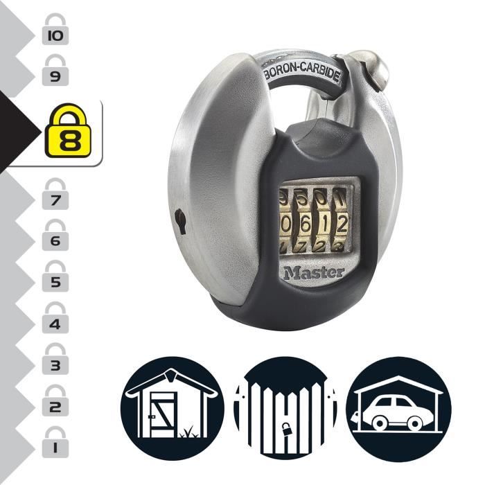 MASTER LOCK Disc Padlock - M40EURDNUM - 70 mm - Stainless Steel - Excell