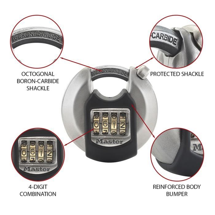 MASTER LOCK Disc Padlock - M40EURDNUM - 70 mm - Stainless Steel - Excell