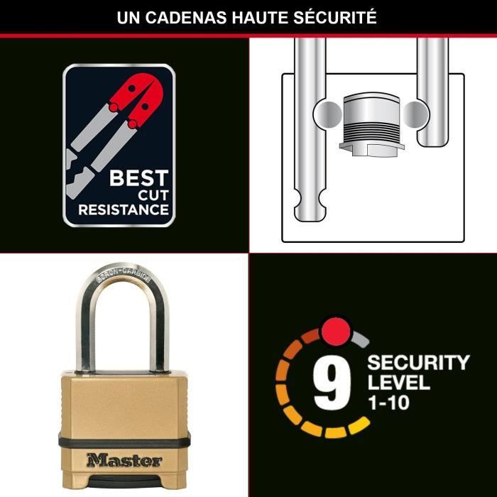 MASTER LOCK High Security Padlock - M175EURDLF - Combination - Zinc - L-Shackle - Outdoor