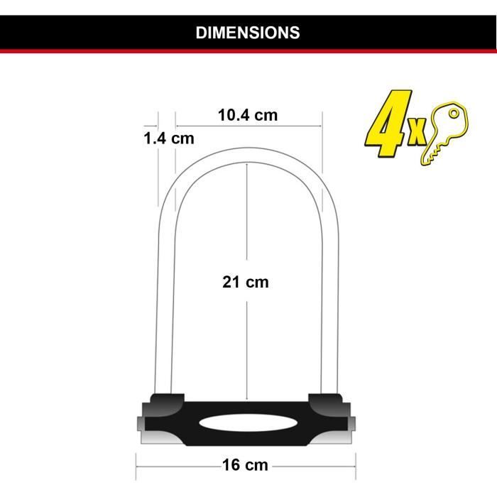 MASTER LOCK U-Lock Bicycle Lock - Hardened Steel, Keyed - 8279EURDPRO