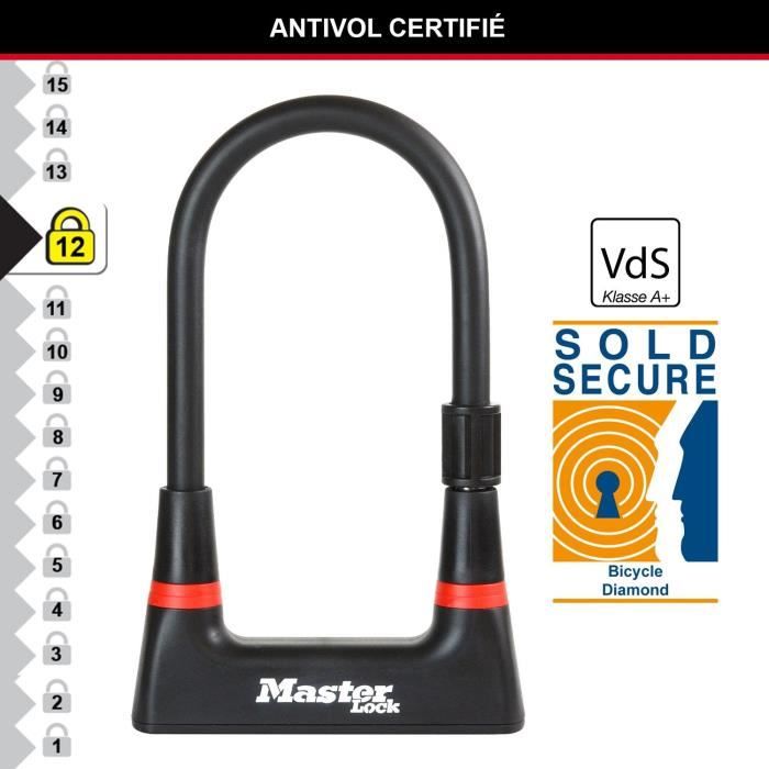 MASTER LOCK U-Lock Bicycle Lock - Hardened Steel, Keyed - 8279EURDPRO