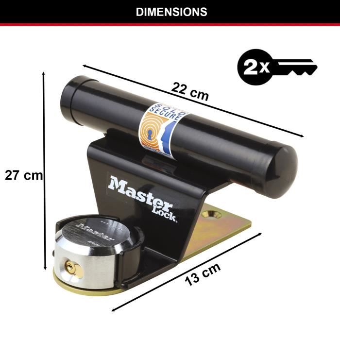 MASTER LOCK Anti-Theft Device for Garage Doors - Steel Security Bar - 6-Pin Cylinder