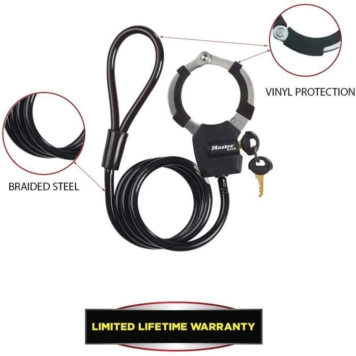 Masterlock Anti-Theft Scooter Handcuffs, 1 m, 8275EURDPROBLK