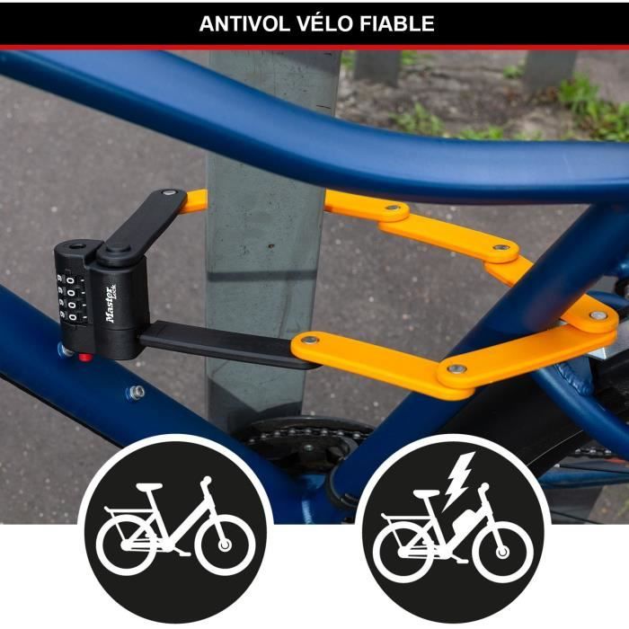 Antivol Vélo a Code - MASTER LOCK - 8336EURDPRO - Acier Trempé, Combinaison Programmable, Support Inclus