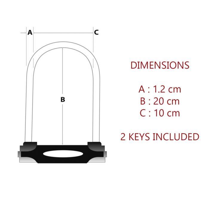 Masterlock U-lock, 180 mm Height, 12 mm Diameter, Black H.180mm