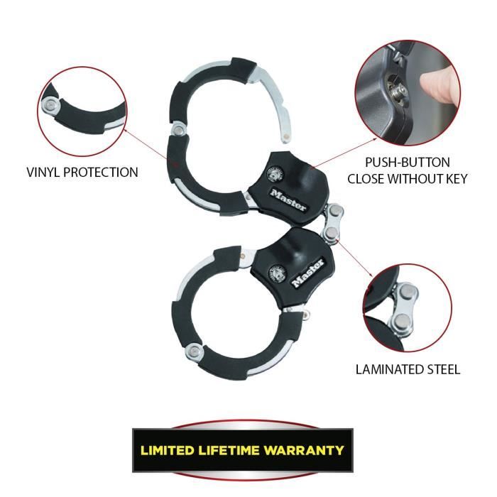 Masterlock Anti-Theft Handcuffs, 7.6 cm Diameter, 1 Link