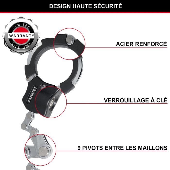 Masterlock Anti-Theft Handcuffs, Chrome Steel, 7.6 cm Diameter