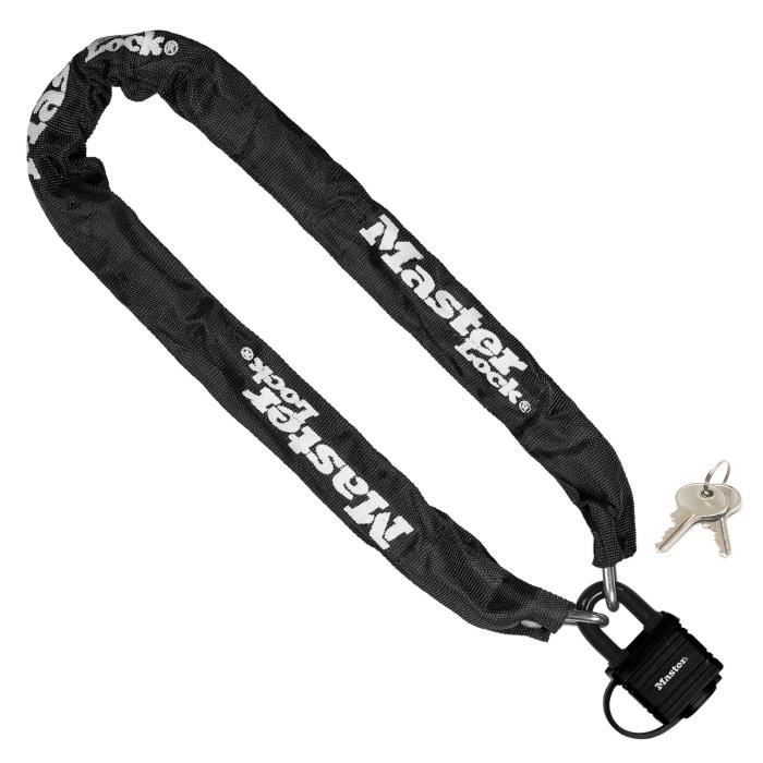 MASTER LOCK Anti-Theft Chain, 90 cm x Ø 6 mm, 40 mm Padlock, Nylon Sheath, Black 8390EURDPRO