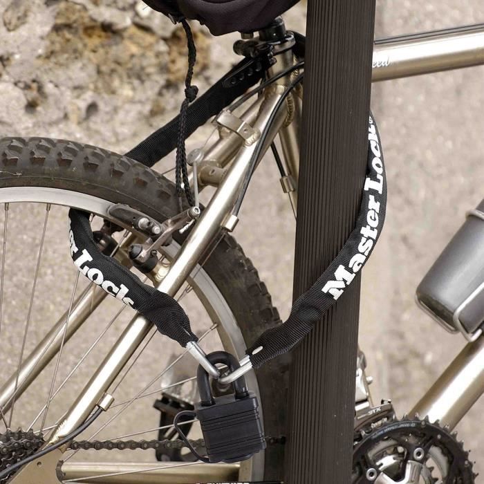 MASTER LOCK Anti-Theft Chain, 90 cm x Ø 6 mm, 40 mm Padlock, Nylon Sheath, Black 8390EURDPRO