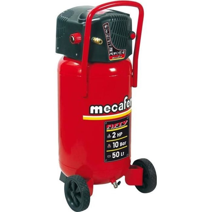 MECAFER Compressor - FIFTY - Vertical - 50 L - 1500W - 10 bar - 2 HP - Oil-Free