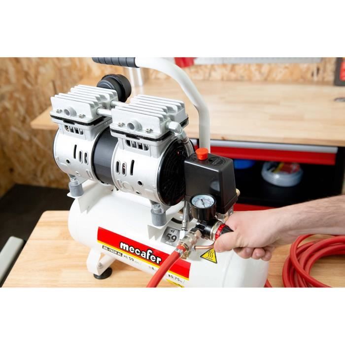 MECAFER Silent Compressor - 6 L - 0.5HP - Grey