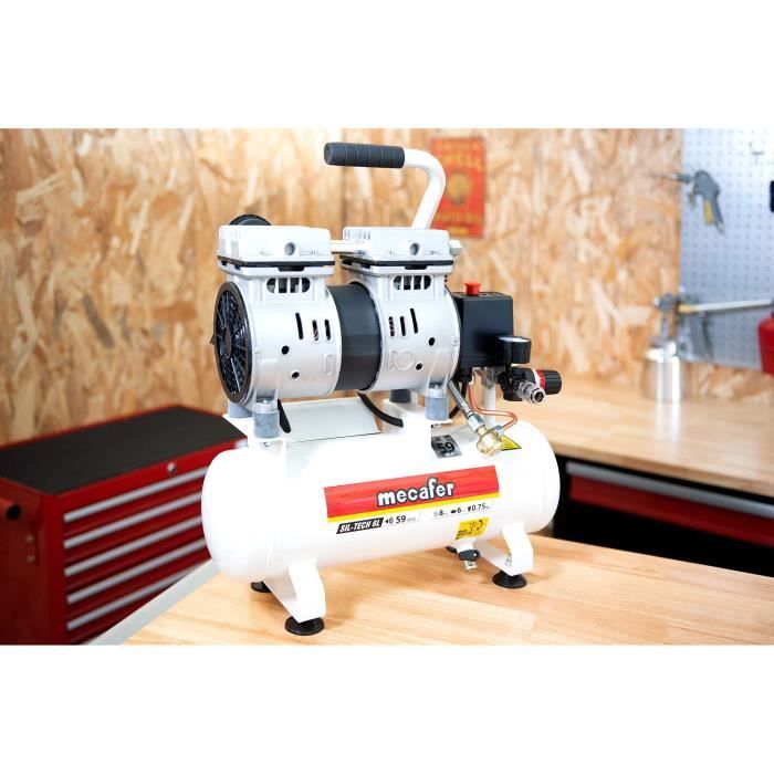 MECAFER Silent Compressor - 6 L - 0.5HP - Grey
