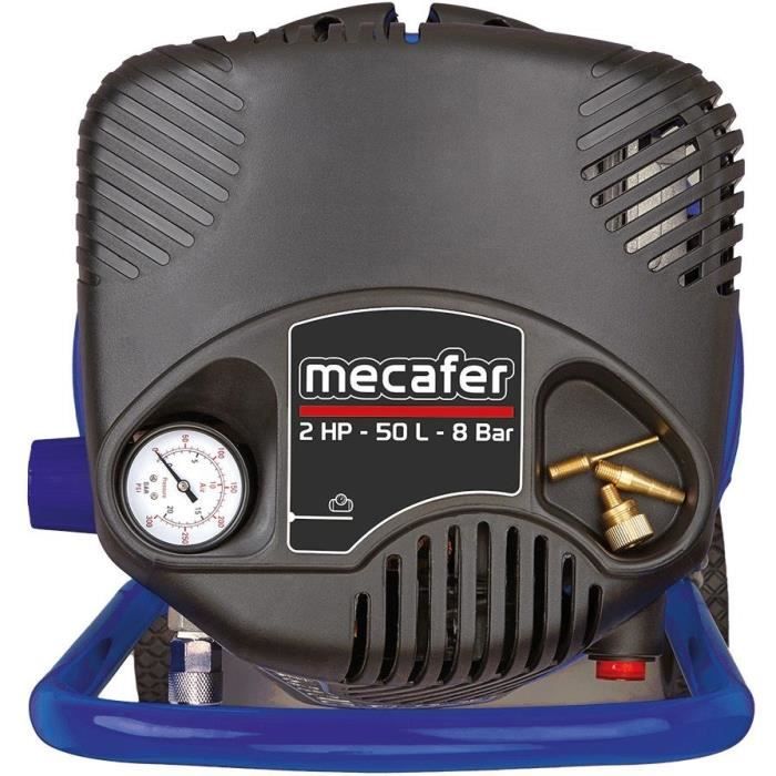 MECAFER Vertical Compressor - 50 L - Oil-free - Blue
