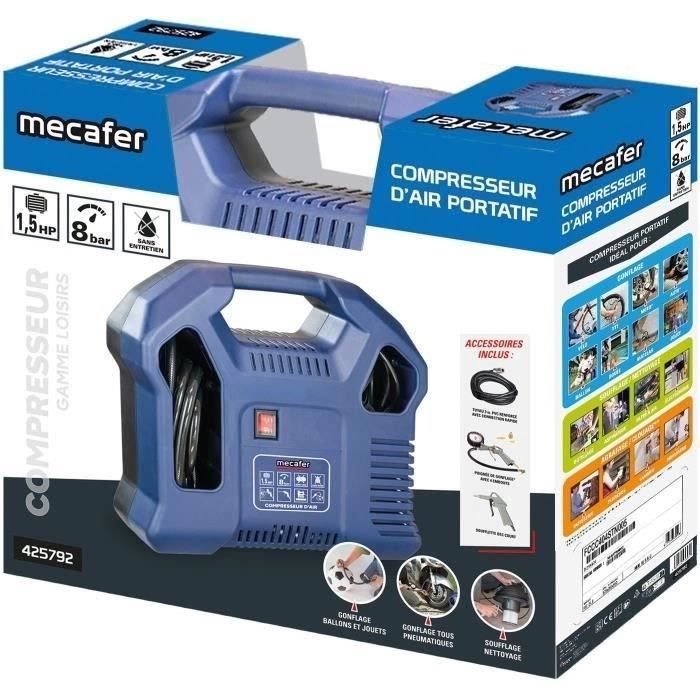 MECAFER Tankless Compressor - 425792 - Blue - 1.5 HP - Max Pressure 8 Bar