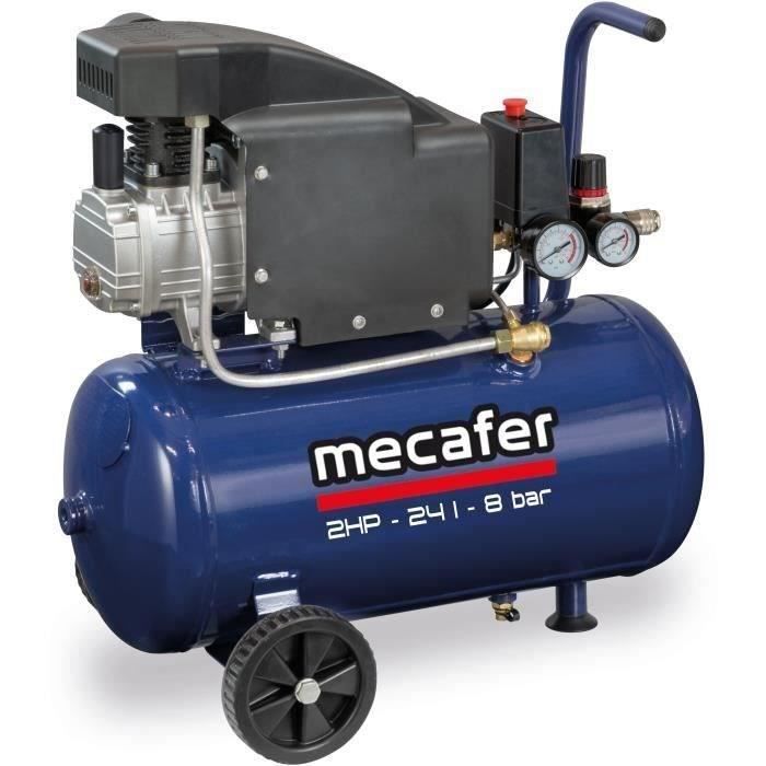 MECAFER Compressor - 425793 - Blue - 24 L - 2 HP - Max Pressure 8 Bar 2HP