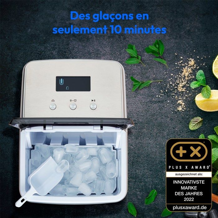 MEDION Crystal Ice Maker - 2.6 L Water Tank - 15 kg/24h - 10 Minutes - Stainless Steel MD11950