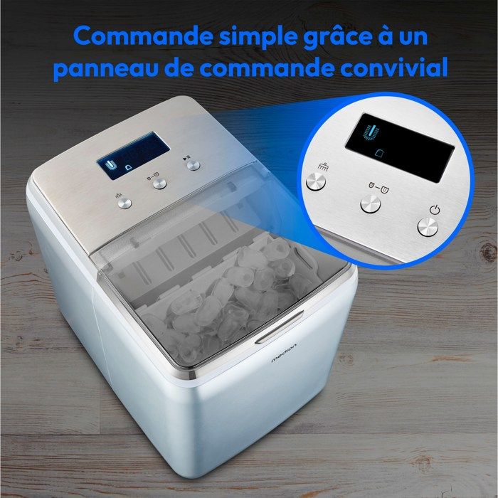MEDION Crystal Ice Maker - 2.6 L Water Tank - 15 kg/24h - 10 Minutes - Stainless Steel MD11950