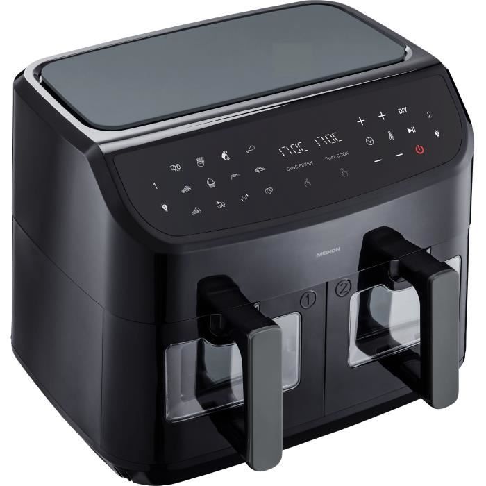 MEDION Air Fryer P20 XXL Twin - 2600W - 2 Baskets - 9 Programs