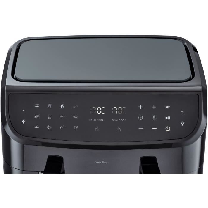 MEDION Air Fryer P20 XXL Twin - 2600W - 2 Baskets - 9 Programs