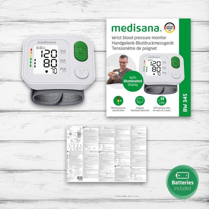 MEDISANA Wrist Blood Pressure Monitor - BW 345 - Arrhythmia Detection