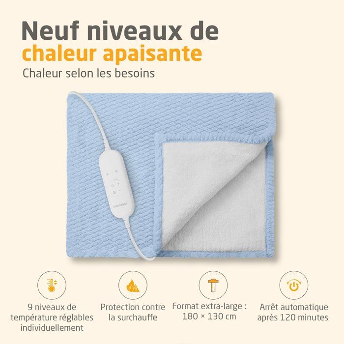 MEDISANA Reversible Heated Blanket - HB 415 - 120W - 9 Settings - 180x130cm - Blue