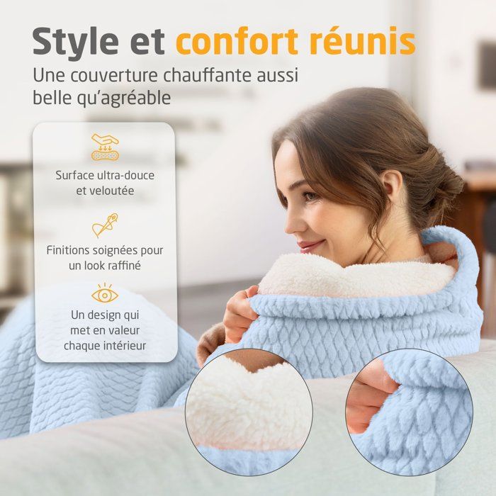 MEDISANA Reversible Heated Blanket - HB 415 - 120W - 9 Settings - 180x130cm - Blue