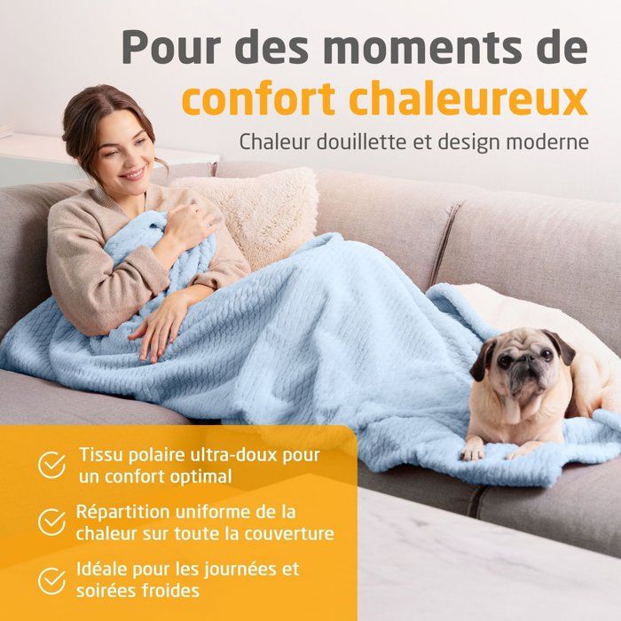MEDISANA Reversible Heated Blanket - HB 415 - 120W - 9 Settings - 180x130cm - Blue