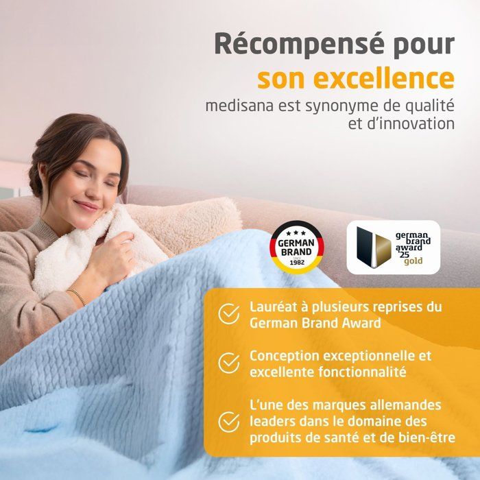 MEDISANA Reversible Heated Blanket - HB 415 - 120W - 9 Settings - 180x130cm - Blue