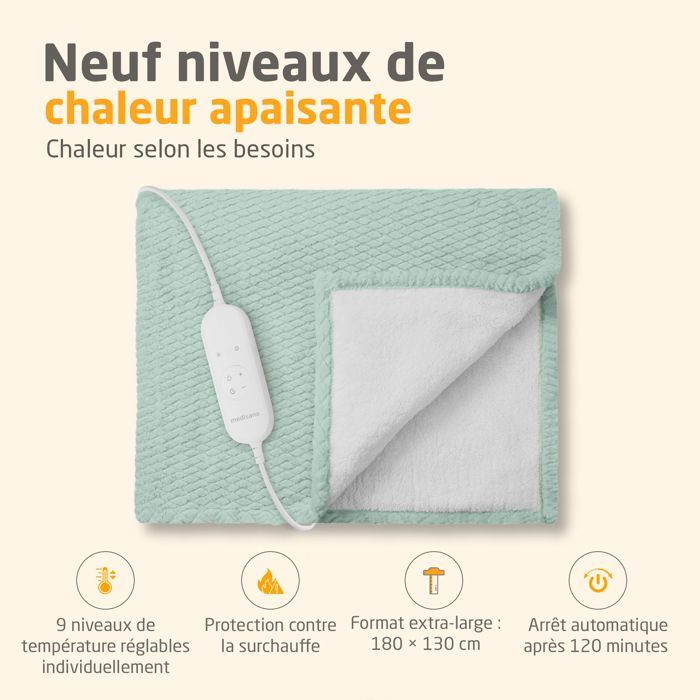 MEDISANA Reversible Heated Blanket - HB 417 - 120W - 9 Settings - 180x130cm - Green