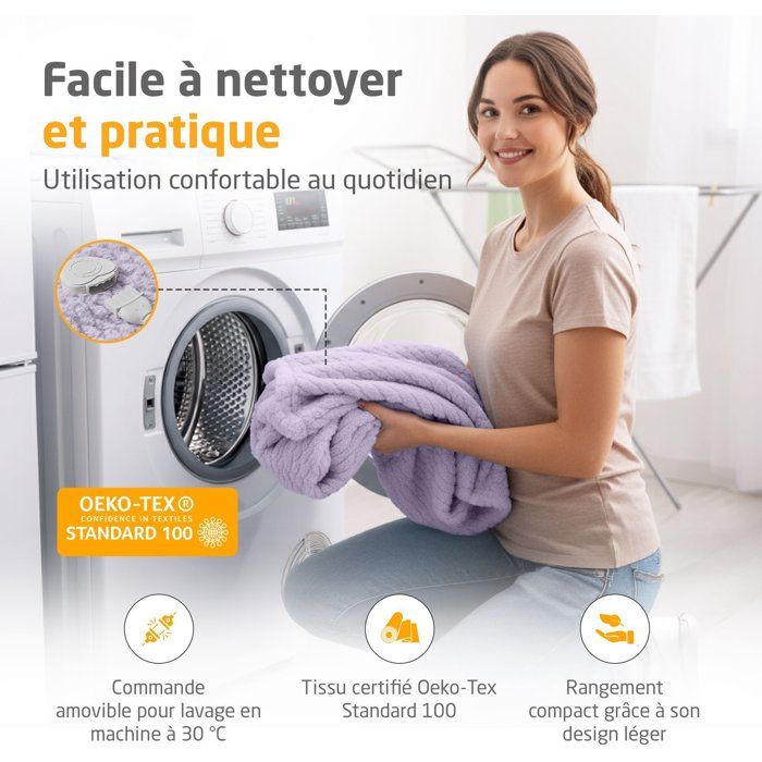 Couverture chauffante reversible - MEDISANA - HB 418 - 120 W - 9 réglages - 180 x 130 cm - Violet